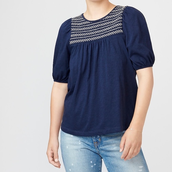 J. Crew Tops - J.Crew Puff Sleeve T-Shirt with Smocked Yoke Small